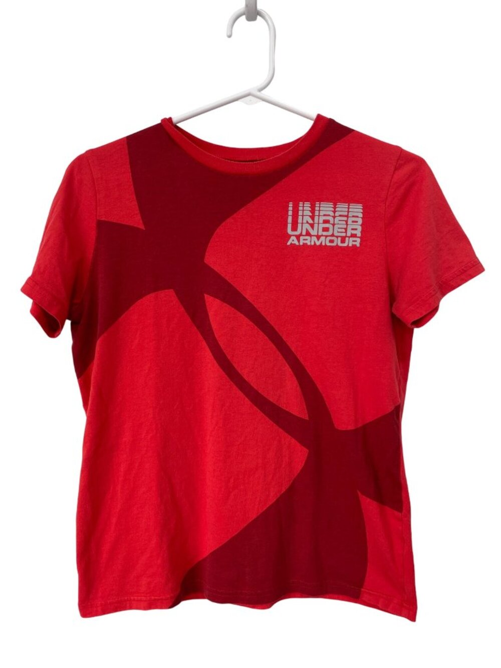 Under Armour T Shirt Youth Large Loose Fit HeatGear Short Sleeve Red Athleisure